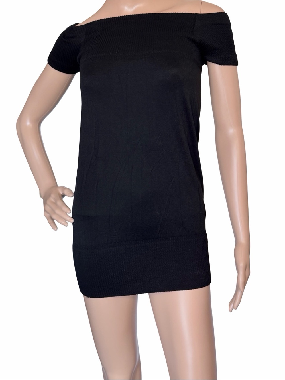 3/$15 F&F VGUC Black Off The Shoulder Knit Mini Dress OS
